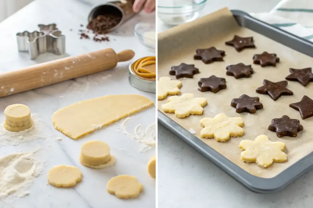 Rolling and shaping shortbread dough for cookies